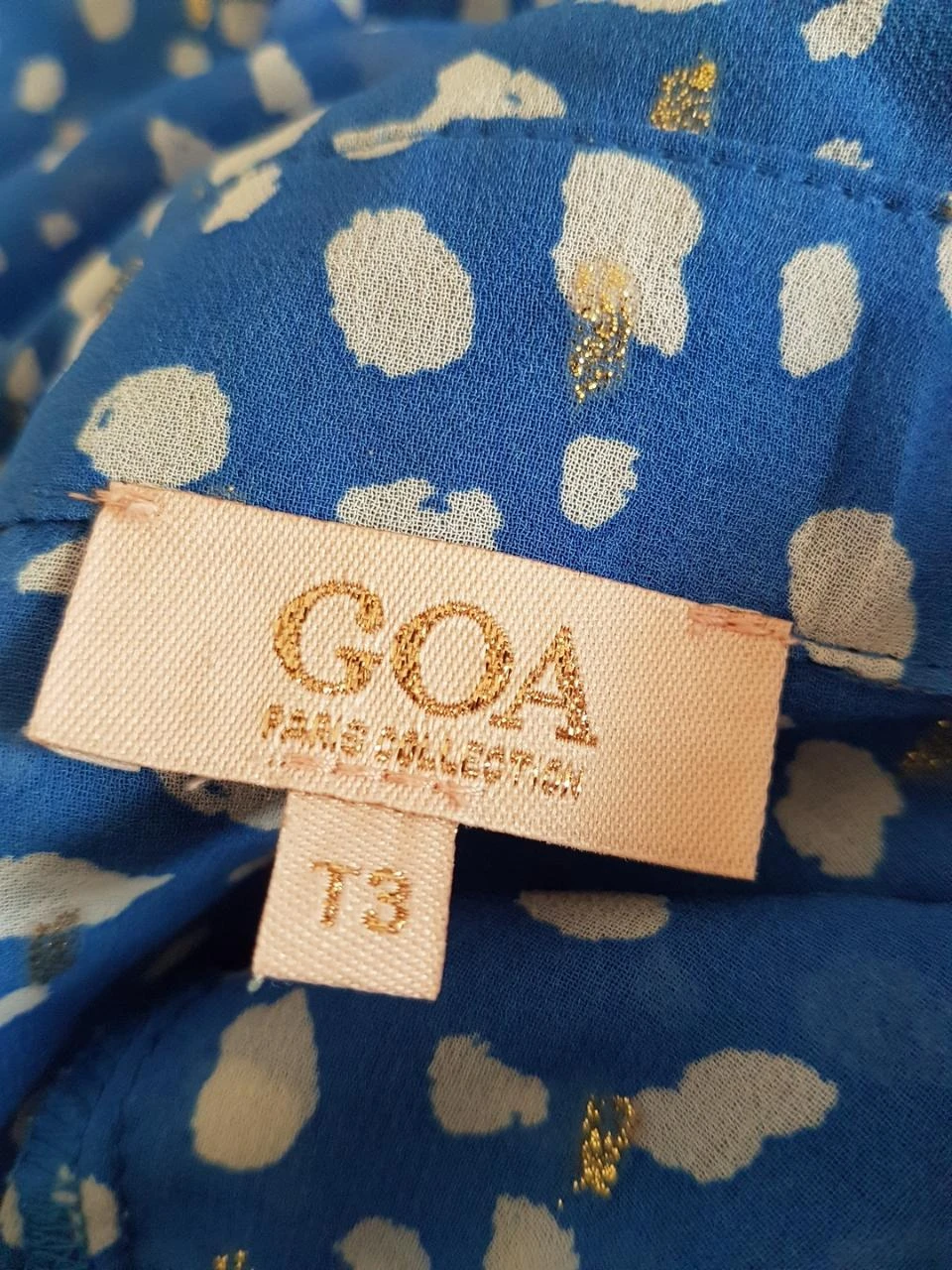 🩵Blauwe voile overhemd met witte en gouden motieven Goa T44 / T3 – photo 4